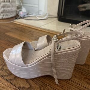 Jeffrey Campbell Elegant Cream Wedge Sandals